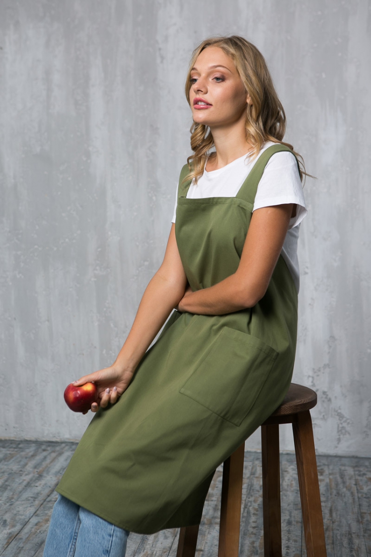 Olive Pinafore Apron | The Prancing Hare